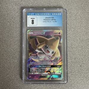 2019 Pokemon Jirachi GX Full Art Holo Rare 79/236 Unified Minds - CGC 8